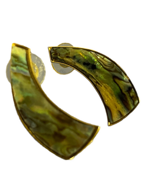 Nuri Abalone Gold Tone Pierce Earrings
